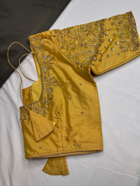Gold Maggam Aari Embroidery Blouse