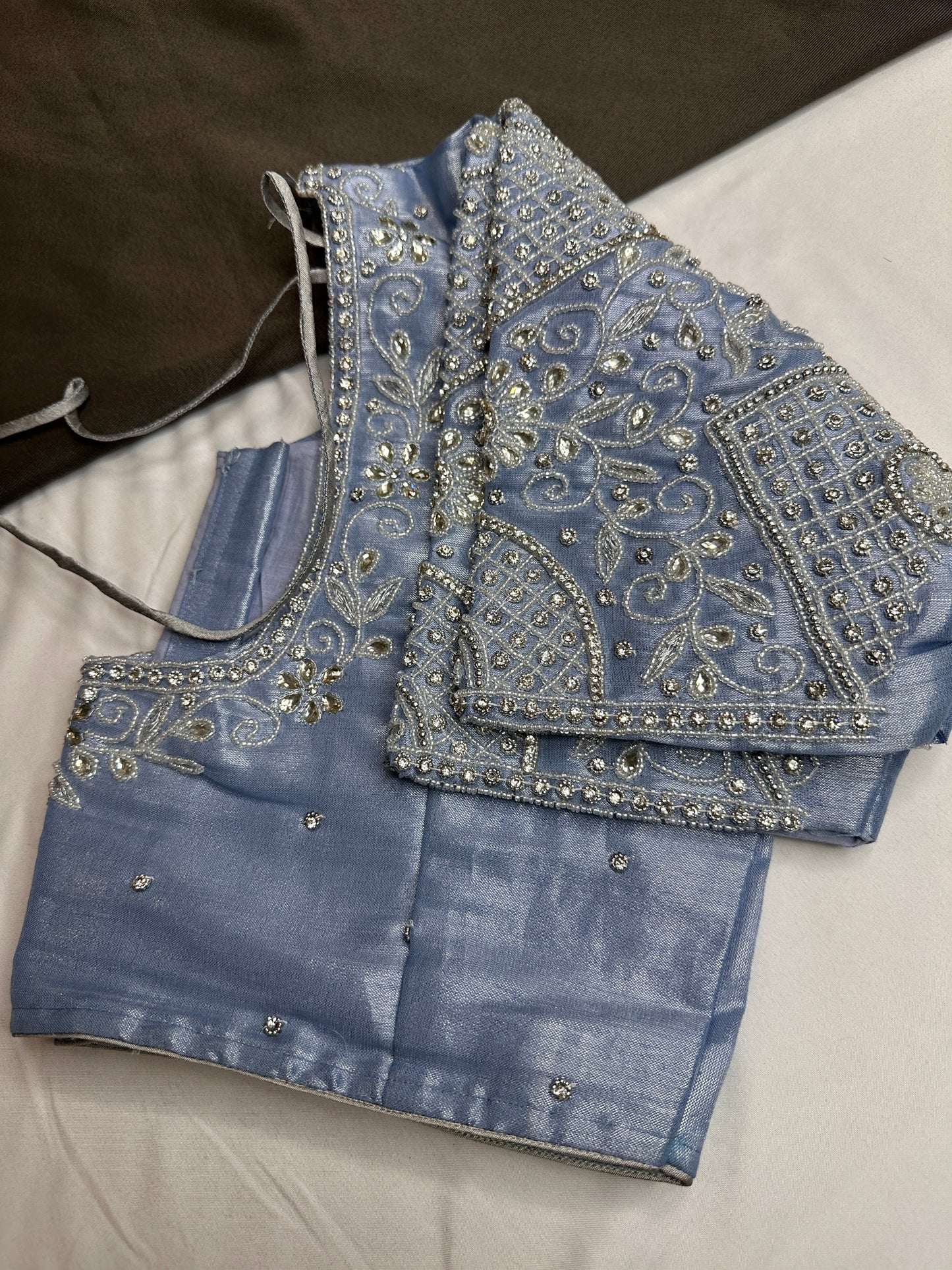 Blue Maggam Aari Embroidery Blouse