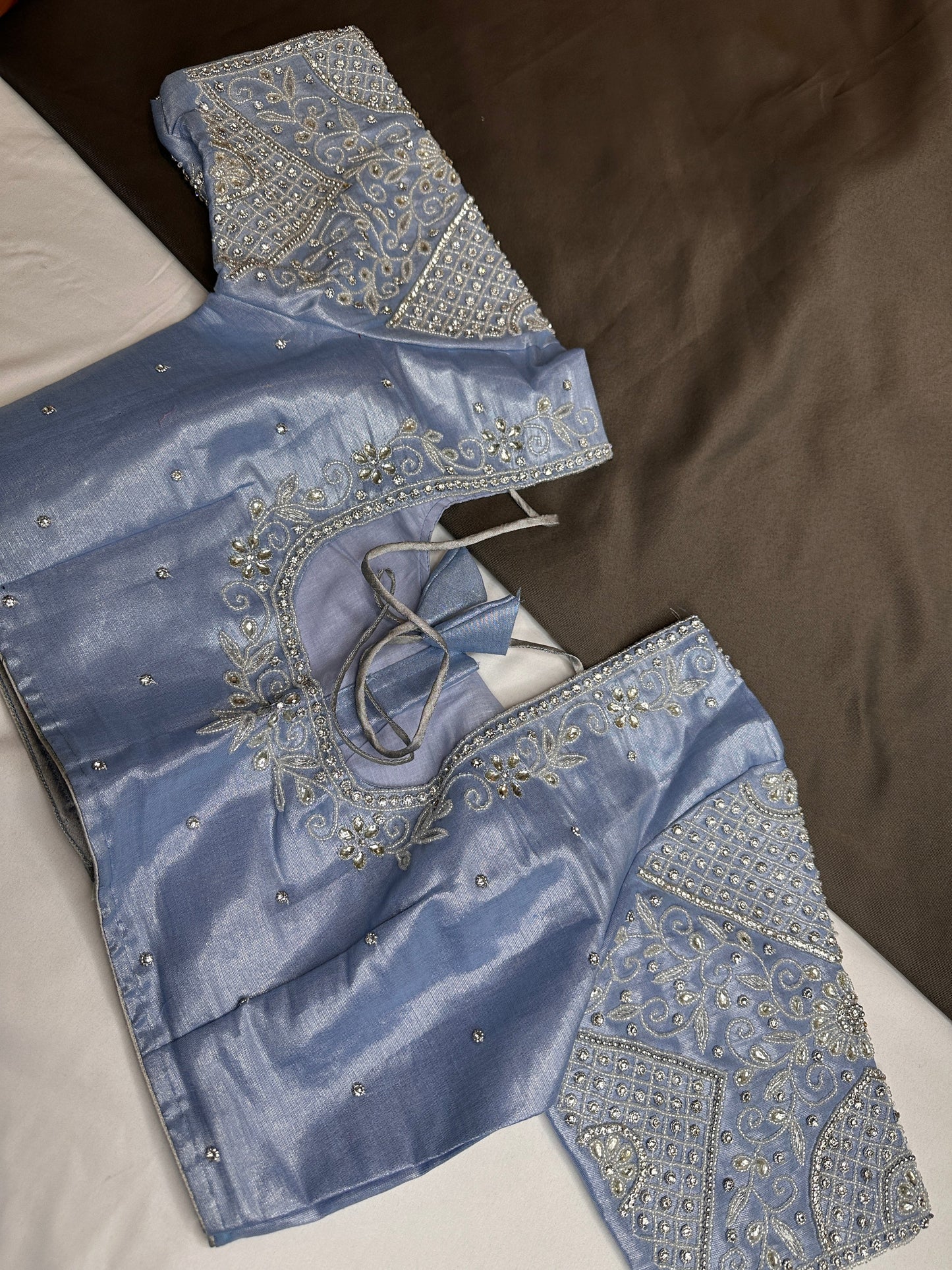 Blue Maggam Aari Embroidery Blouse