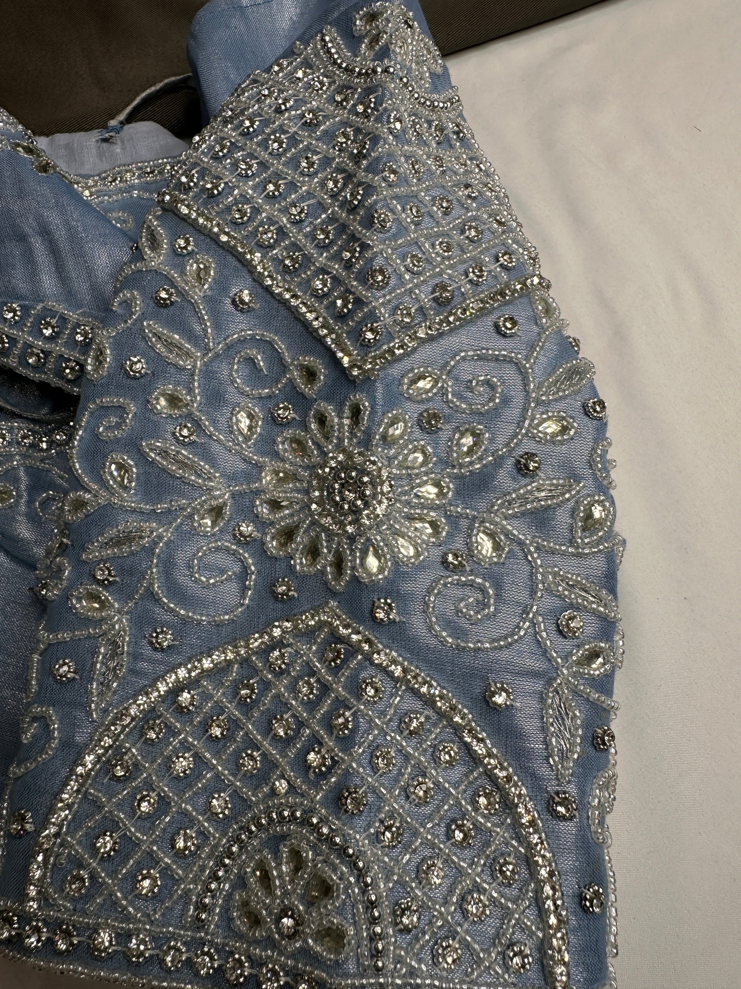 Blue Maggam Aari Embroidery Blouse