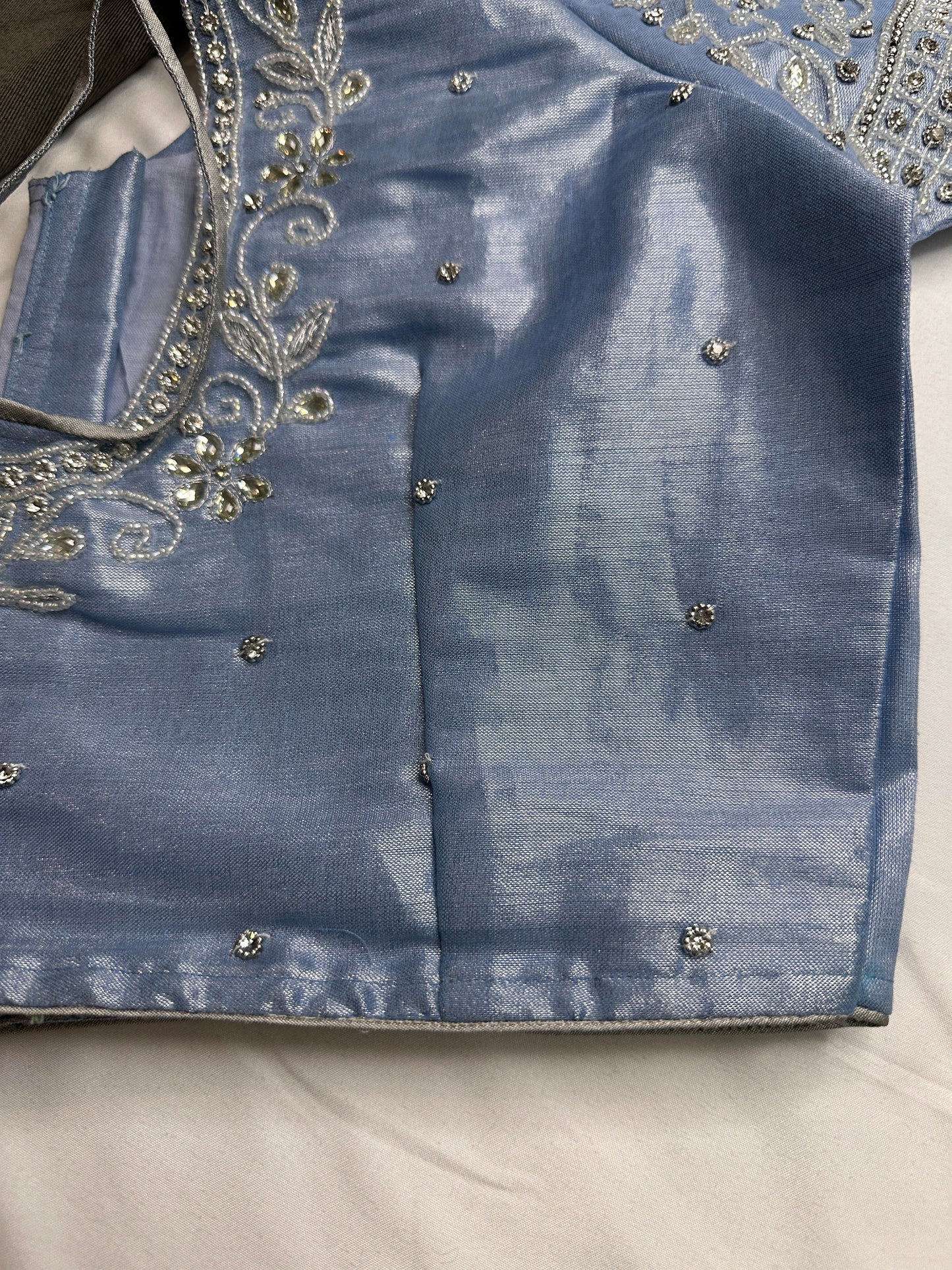 Blue Maggam Aari Embroidery Blouse