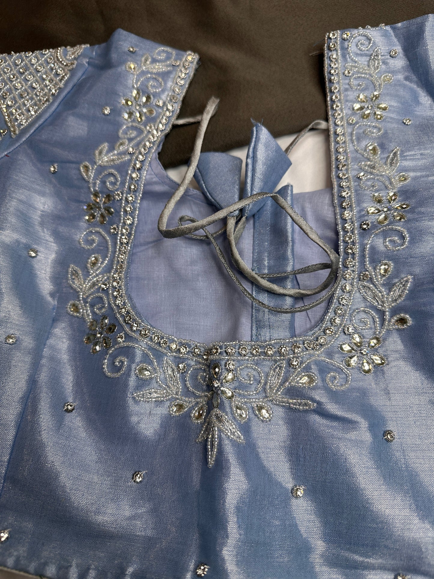 Blue Maggam Aari Embroidery Blouse
