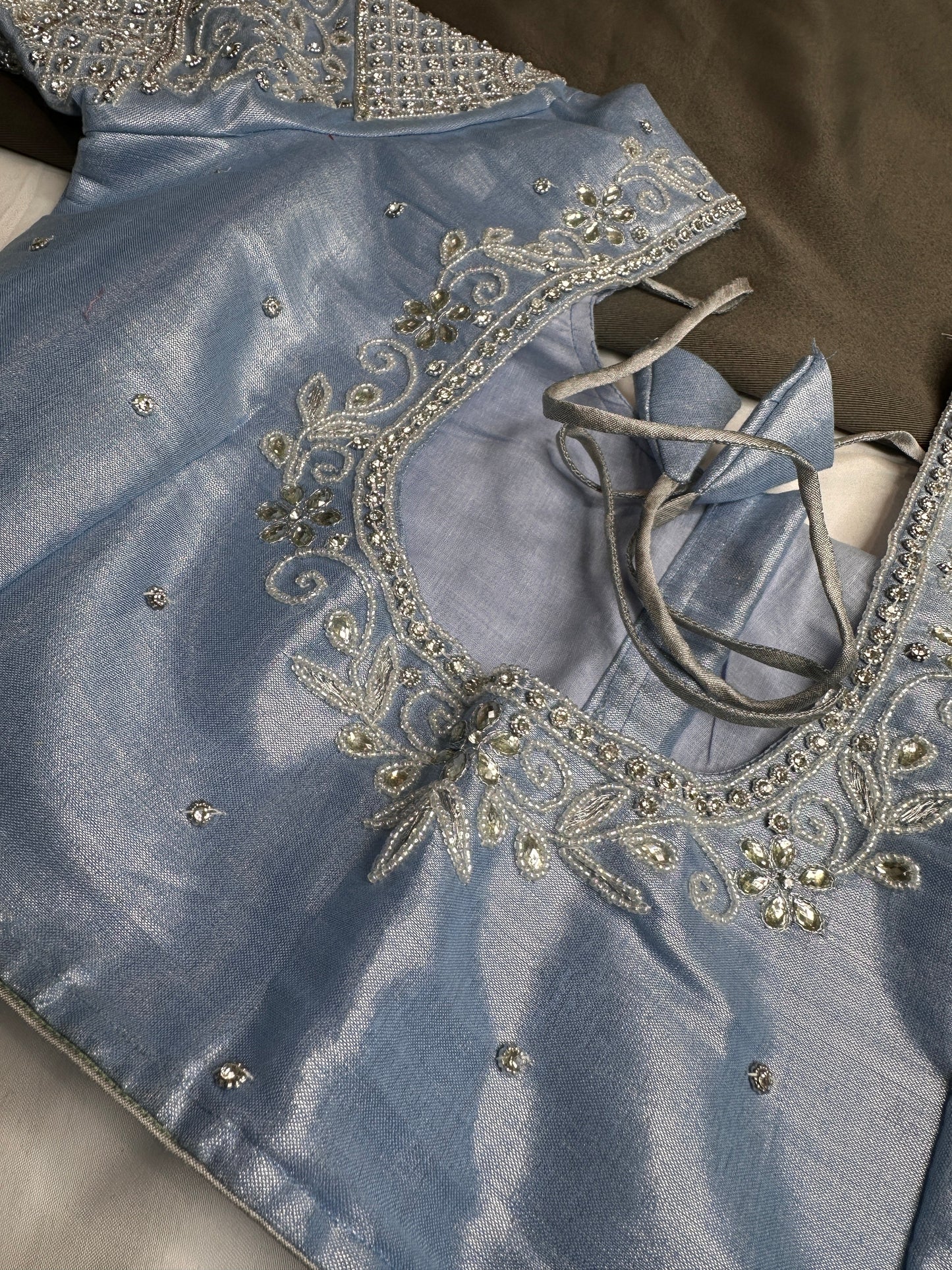 Blue Maggam Aari Embroidery Blouse