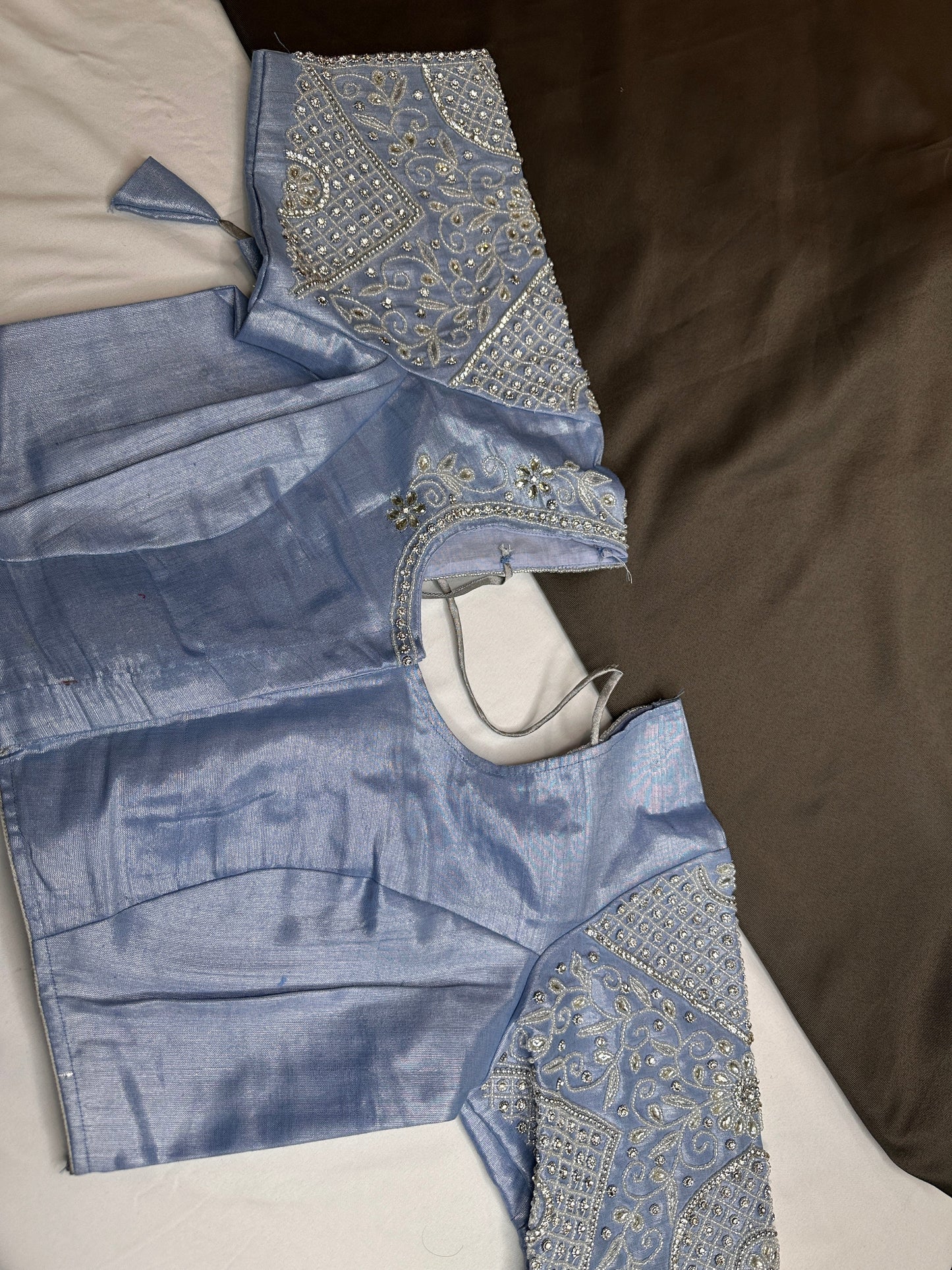 Blue Maggam Aari Embroidery Blouse