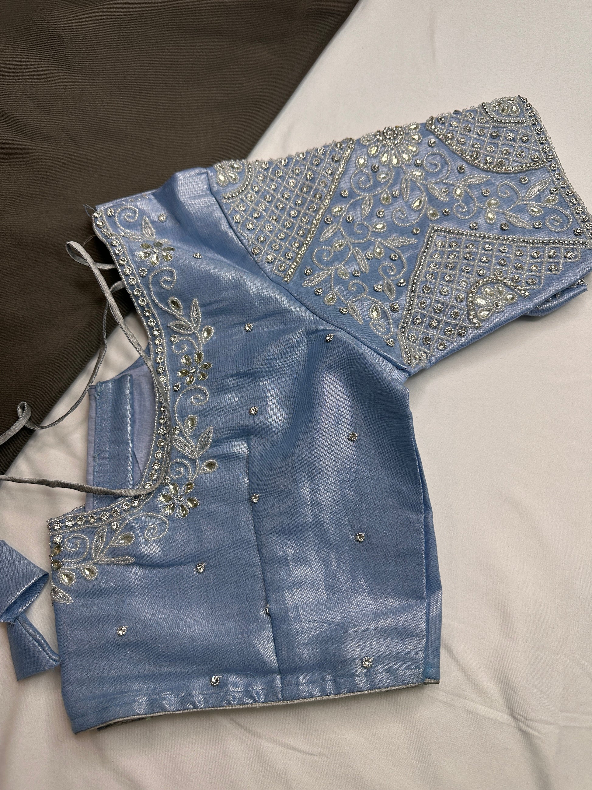 Blue Maggam Aari Embroidery Blouse