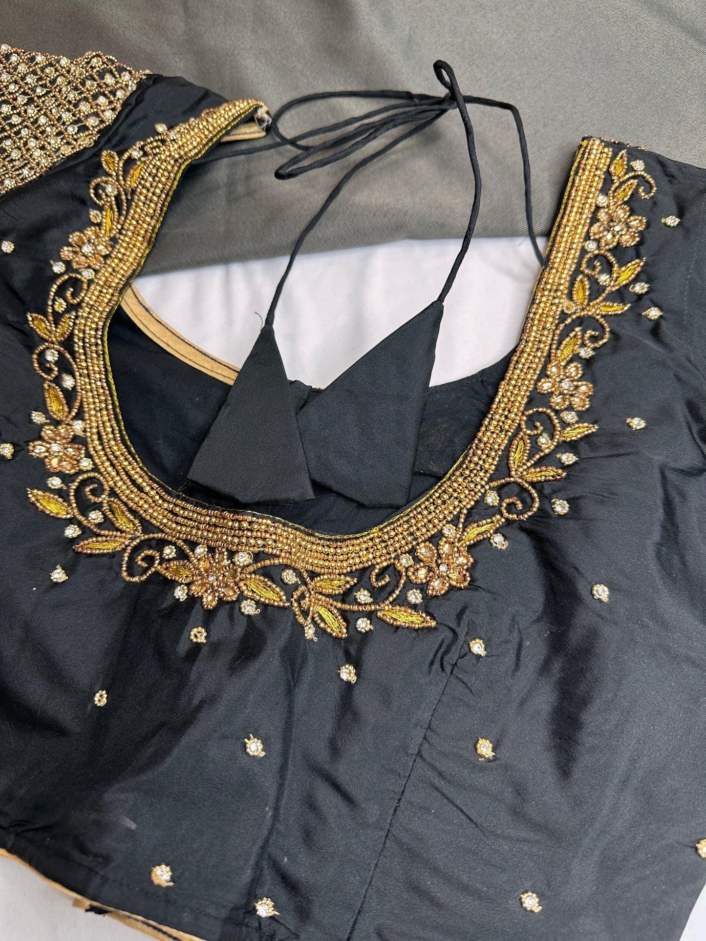 Black Silk Maggam Aari Work Blouse