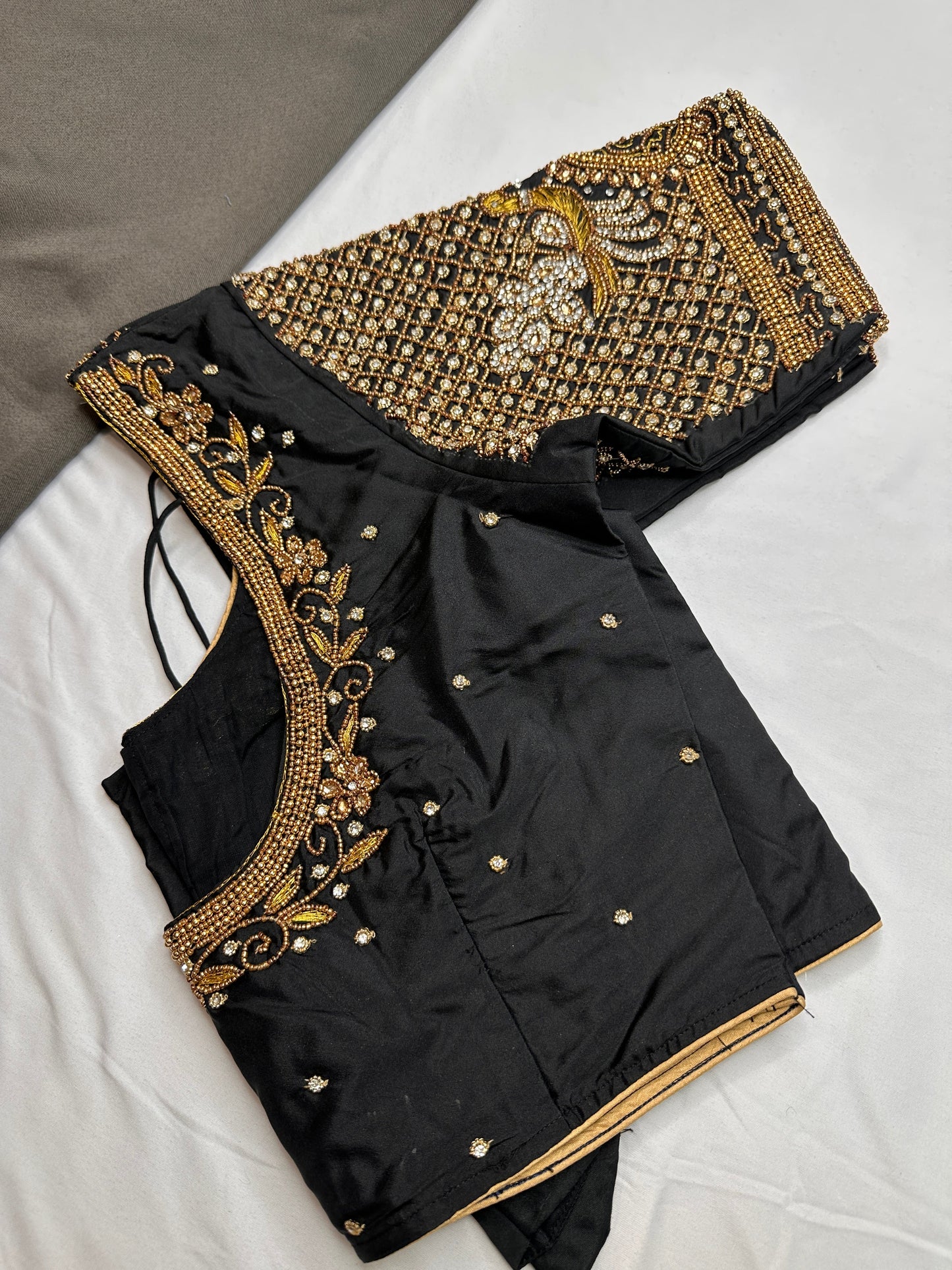 Black Silk Maggam Aari Work Blouse