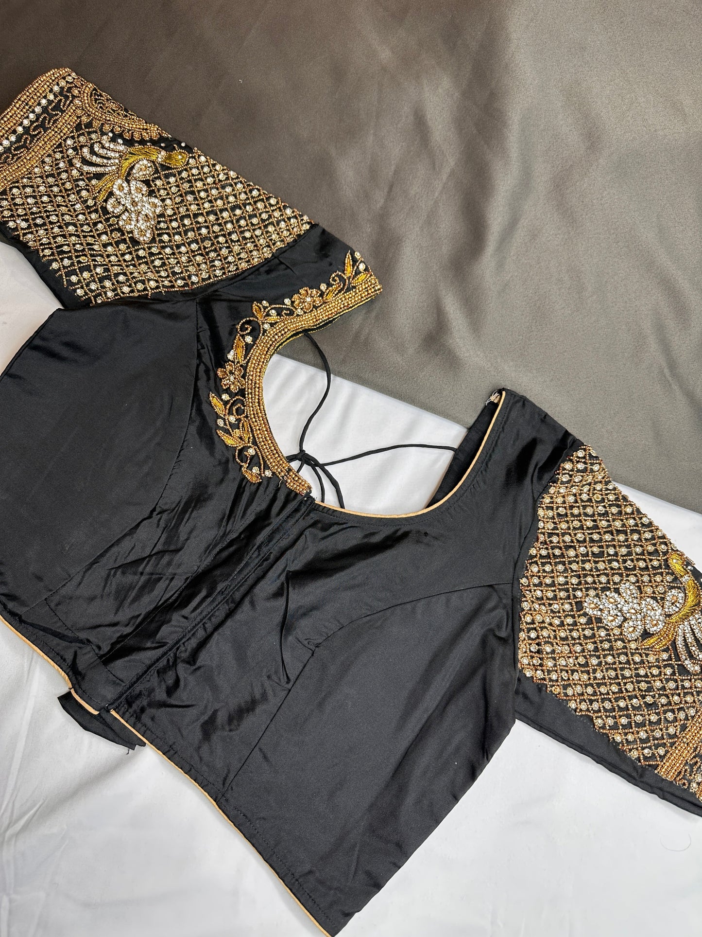 Black Silk Maggam Aari Work Blouse