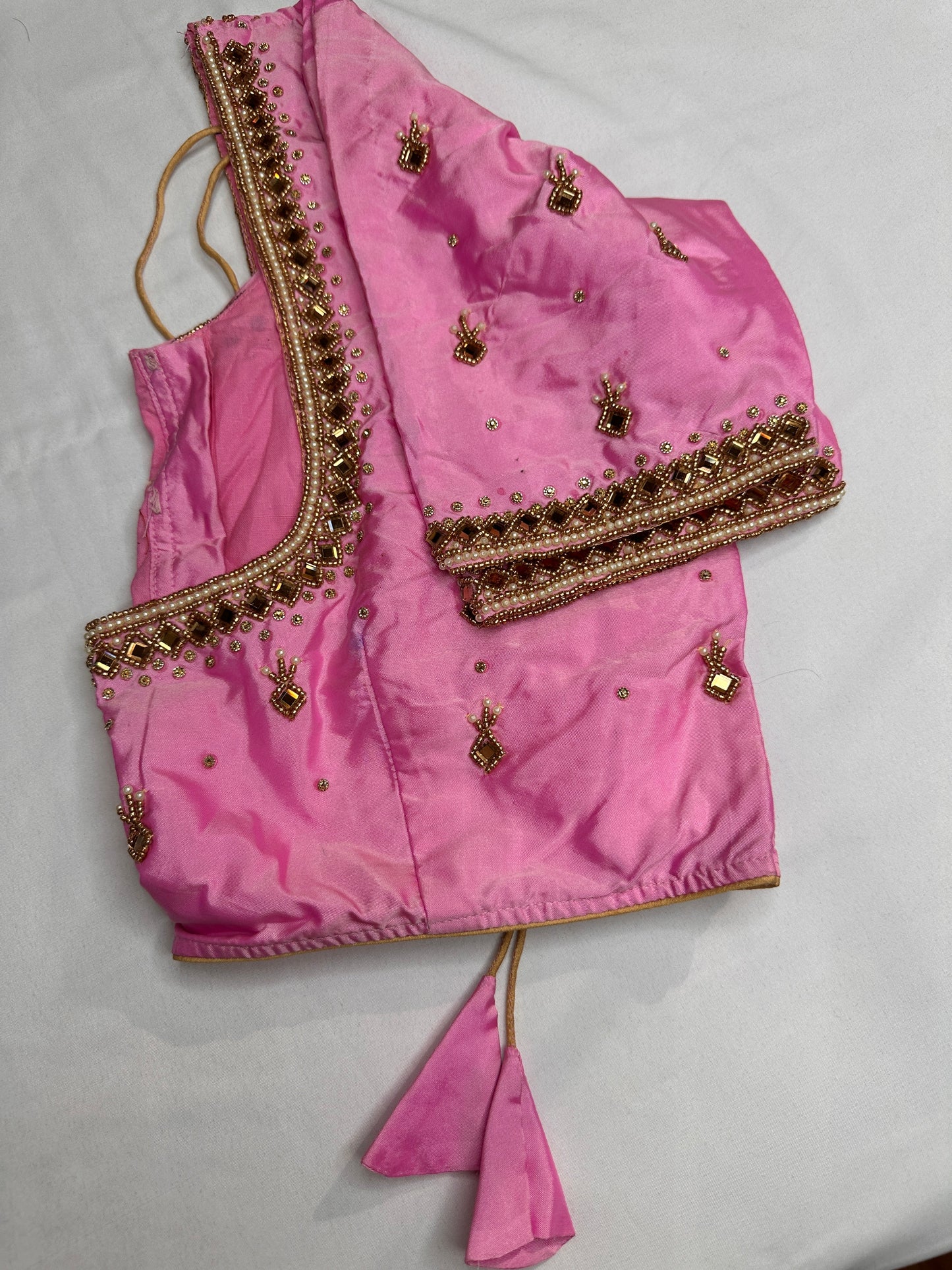 Pink Silk Maggam Aari Work Blouse