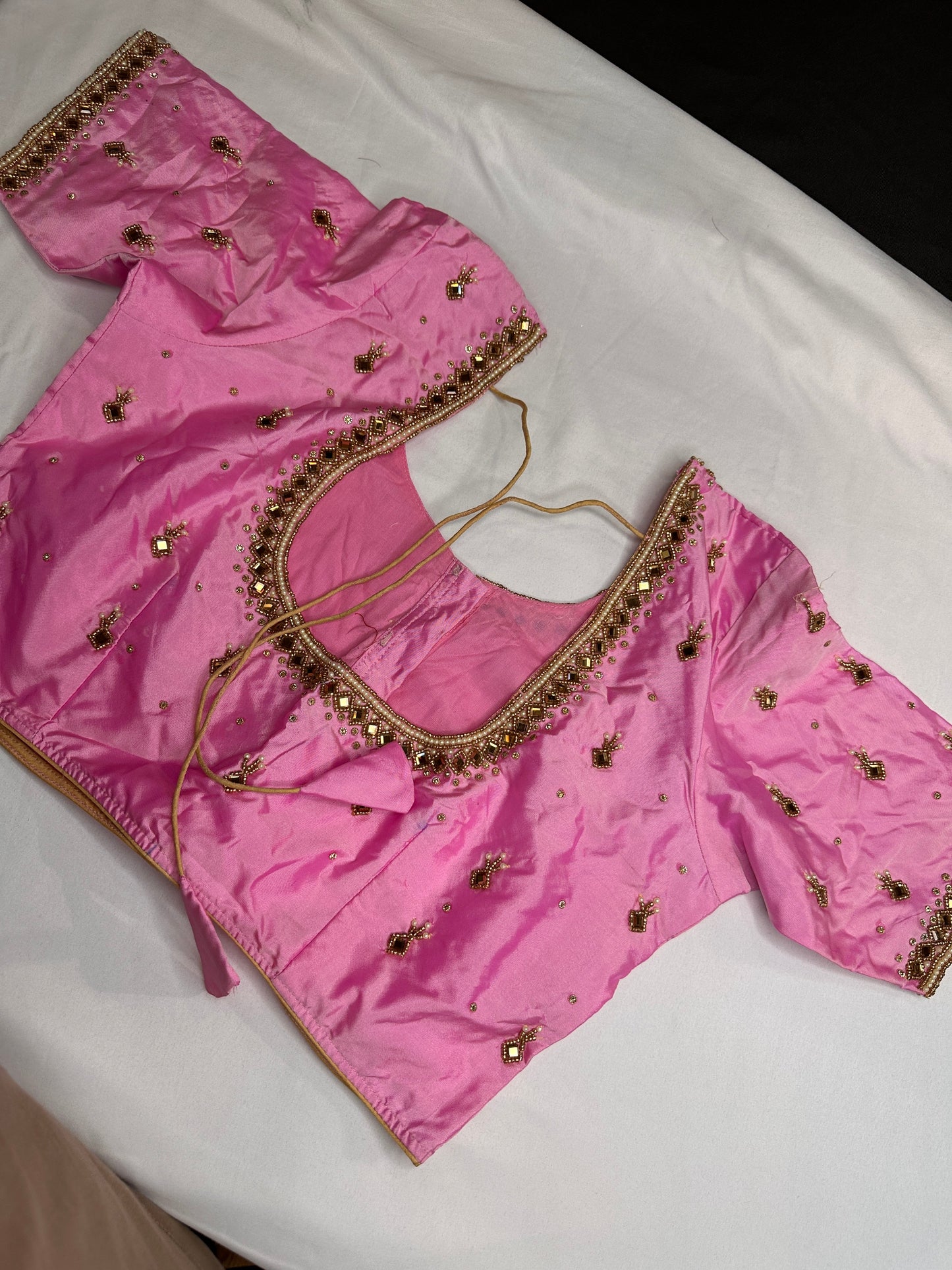 Pink Silk Maggam Aari Work Blouse