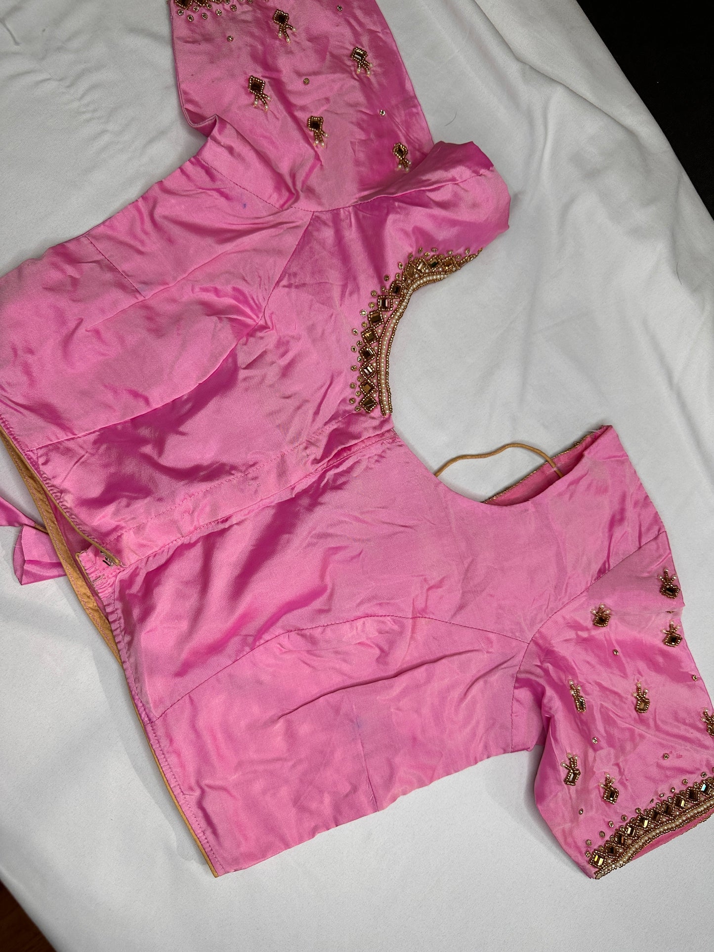 Pink Silk Maggam Aari Work Blouse