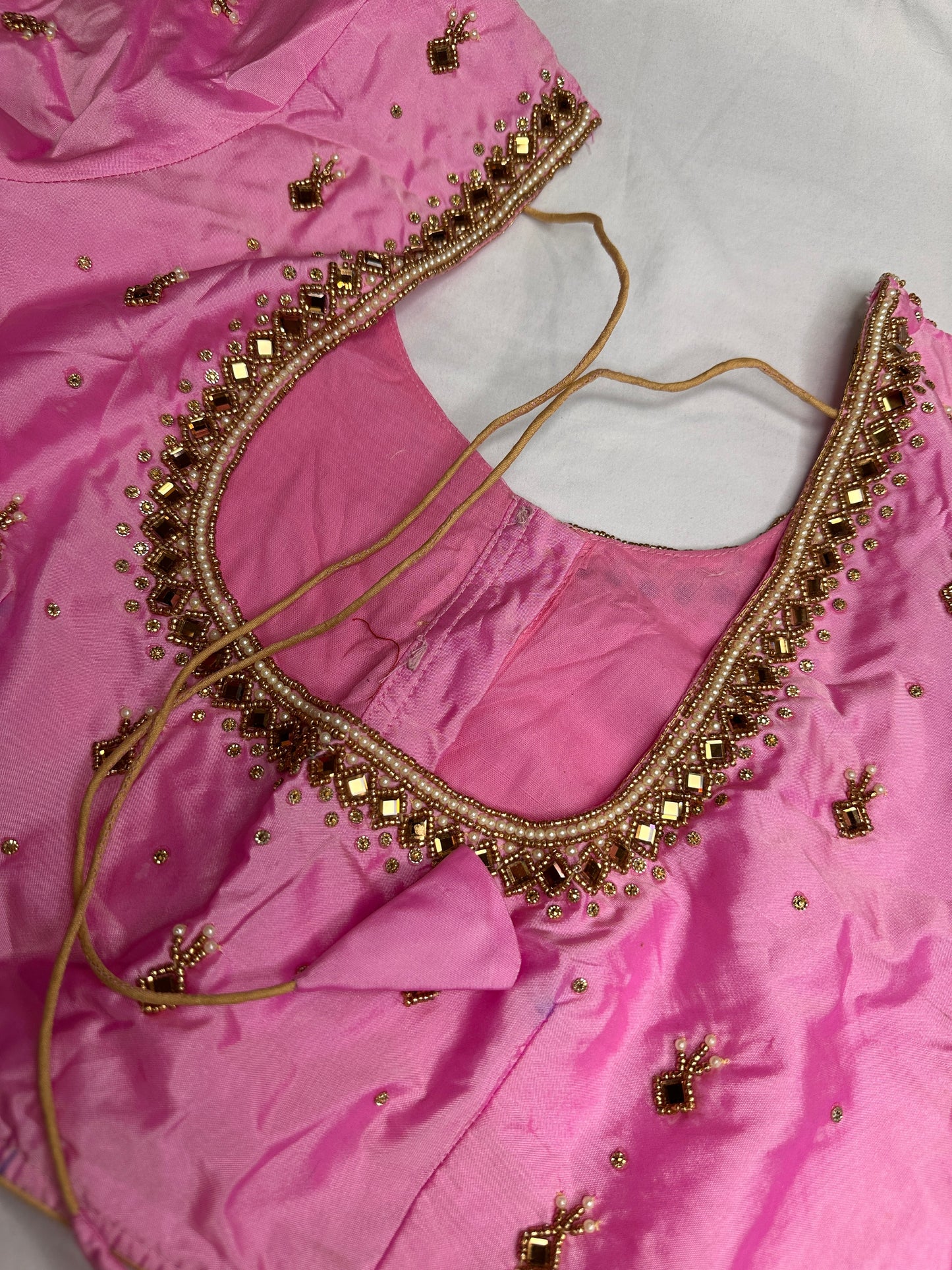 Pink Silk Maggam Aari Work Blouse