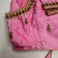 Pink Silk Maggam Aari Work Blouse