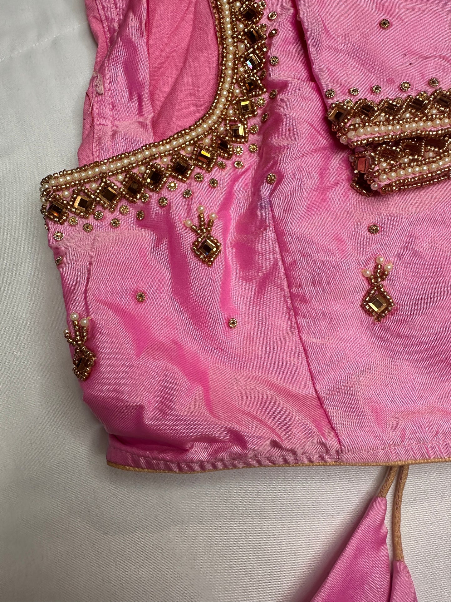 Pink Silk Maggam Aari Work Blouse