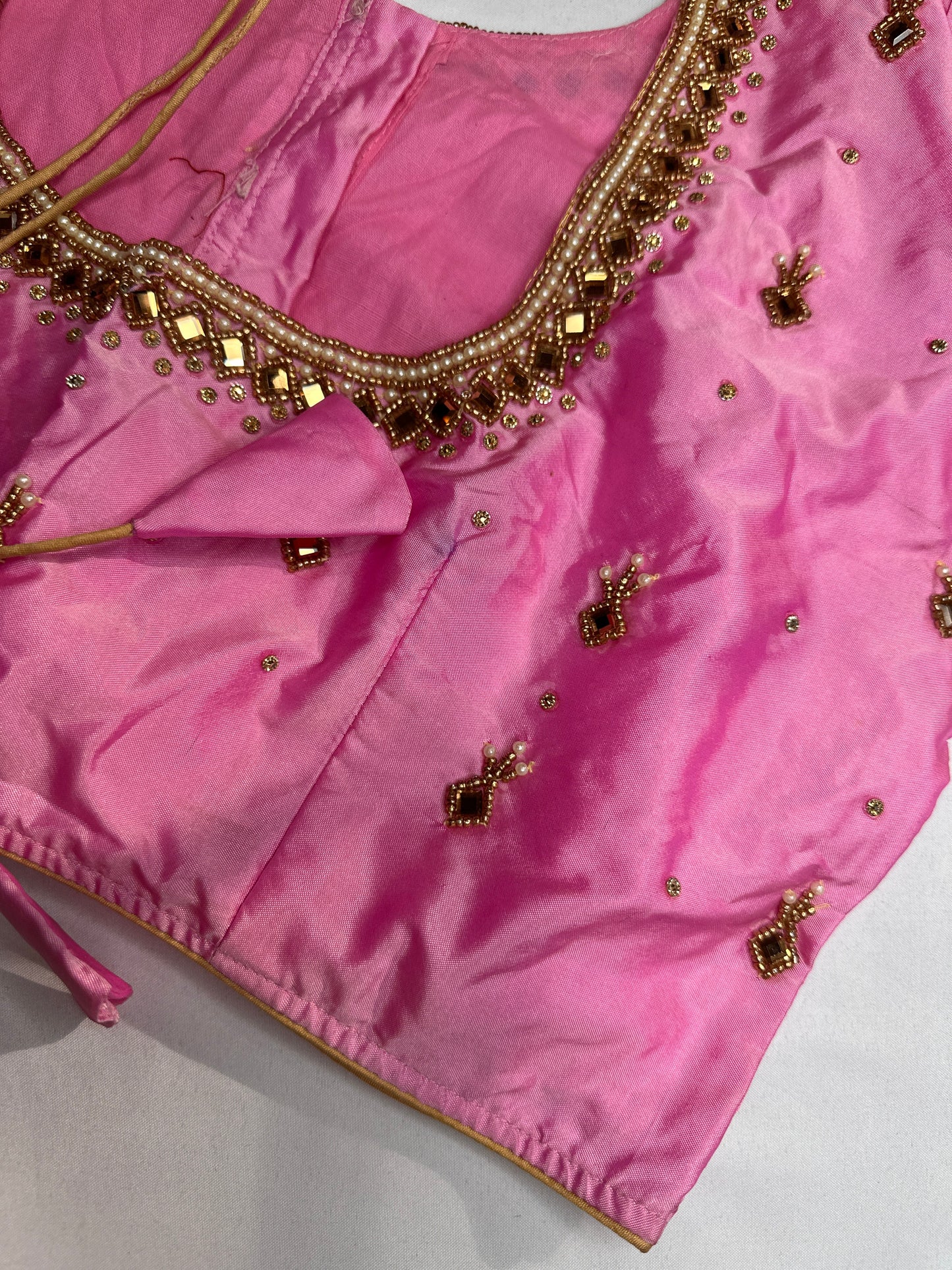 Pink Silk Maggam Aari Work Blouse