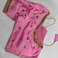 Pink Silk Maggam Aari Work Blouse