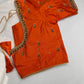 Orange Silk Maggam Aari Work Blouse