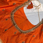 Orange Silk Maggam Aari Work Blouse