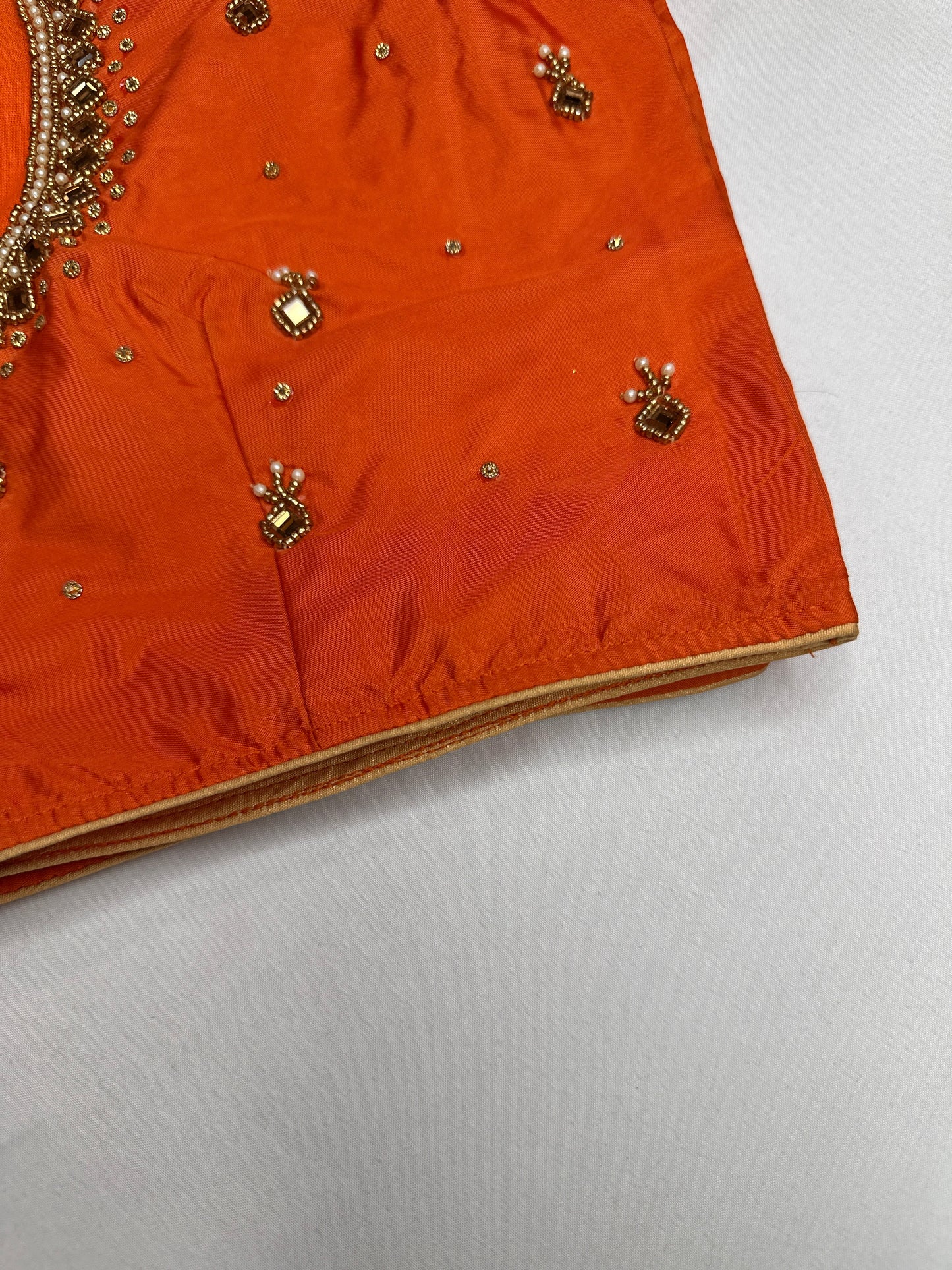 Orange Silk Maggam Aari Work Blouse
