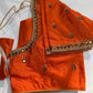 Orange Silk Maggam Aari Work Blouse