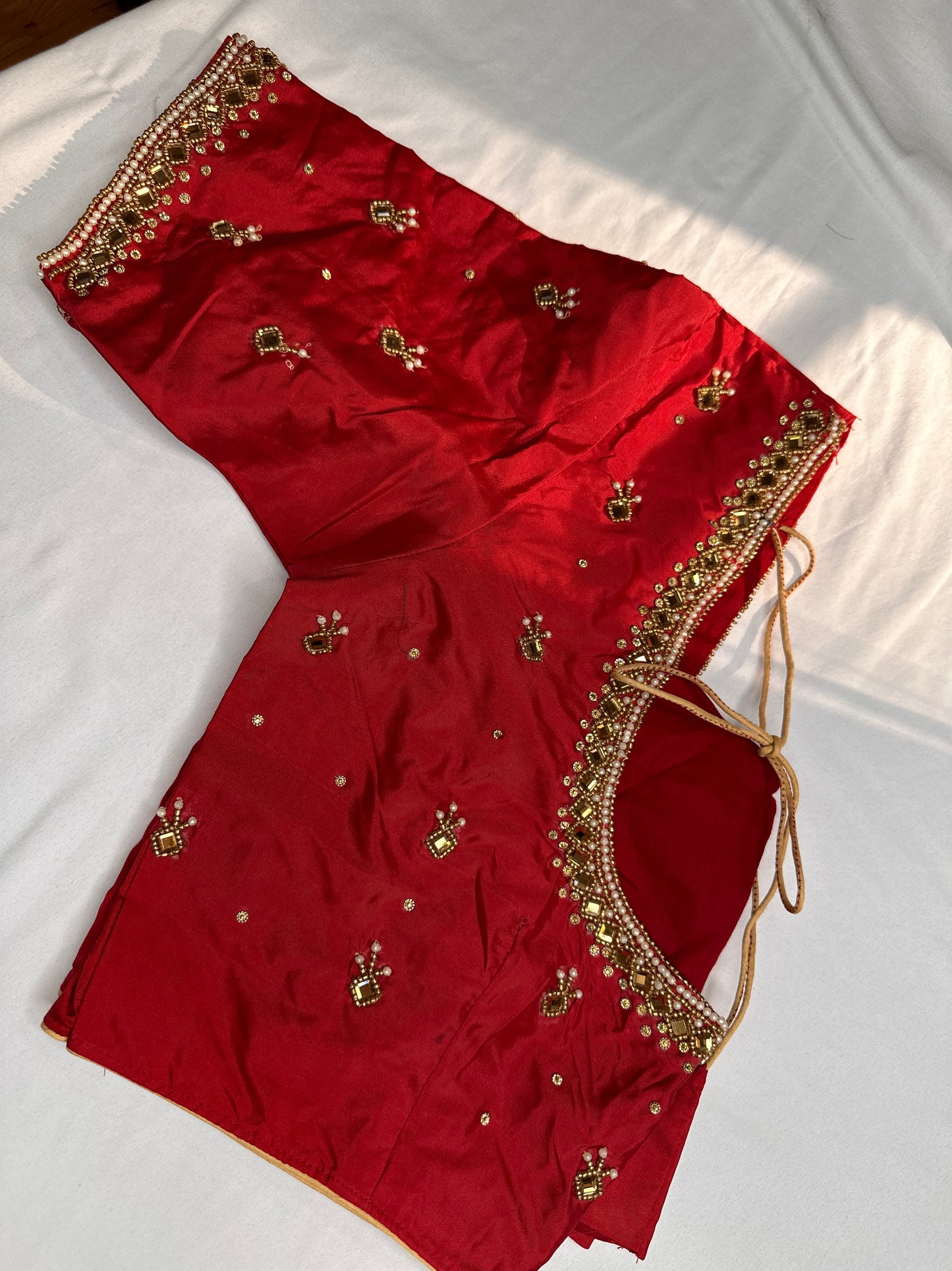 Red Silk Maggam Aari Work Blouse