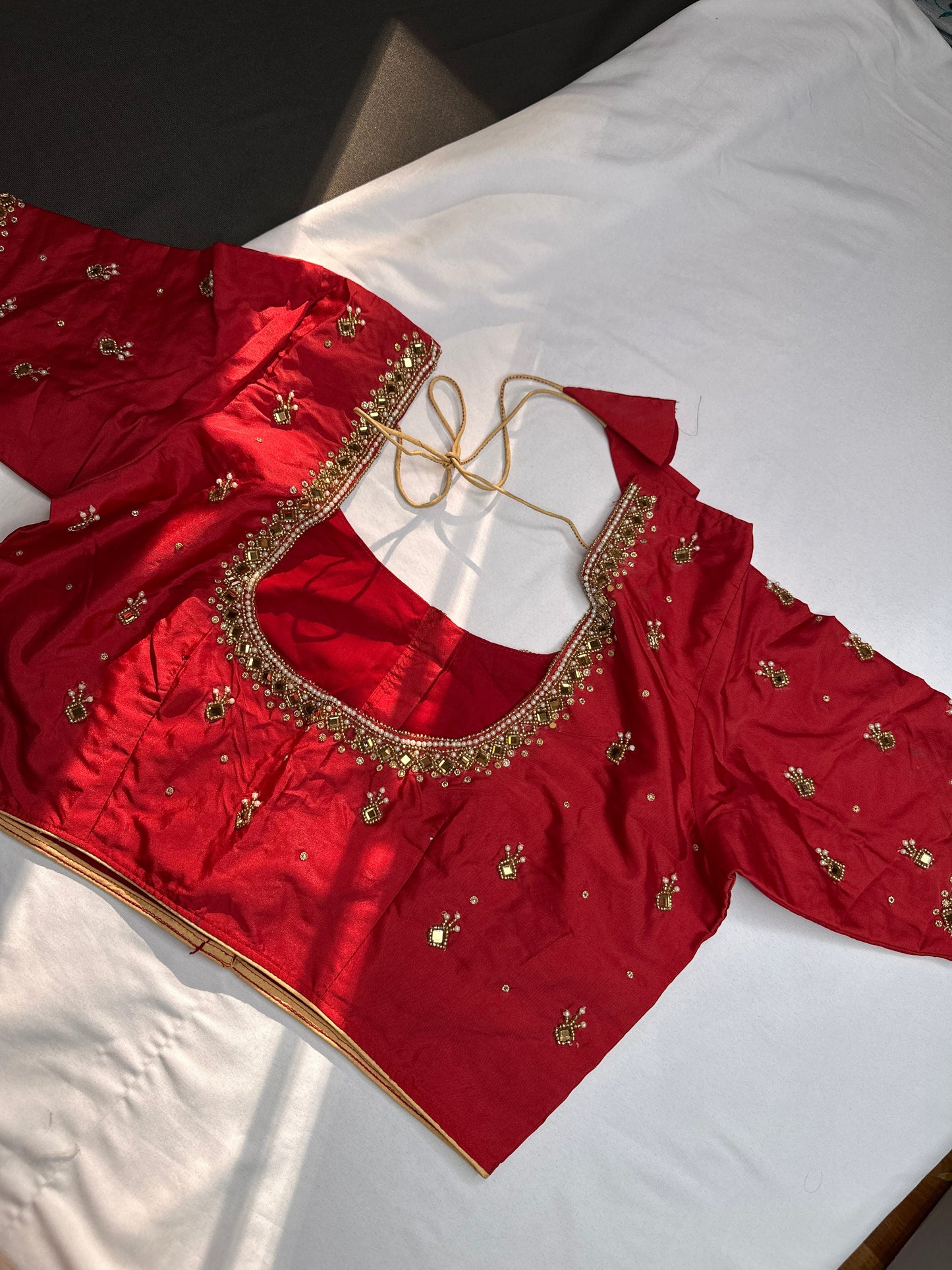 Red Silk Maggam Aari Work Blouse