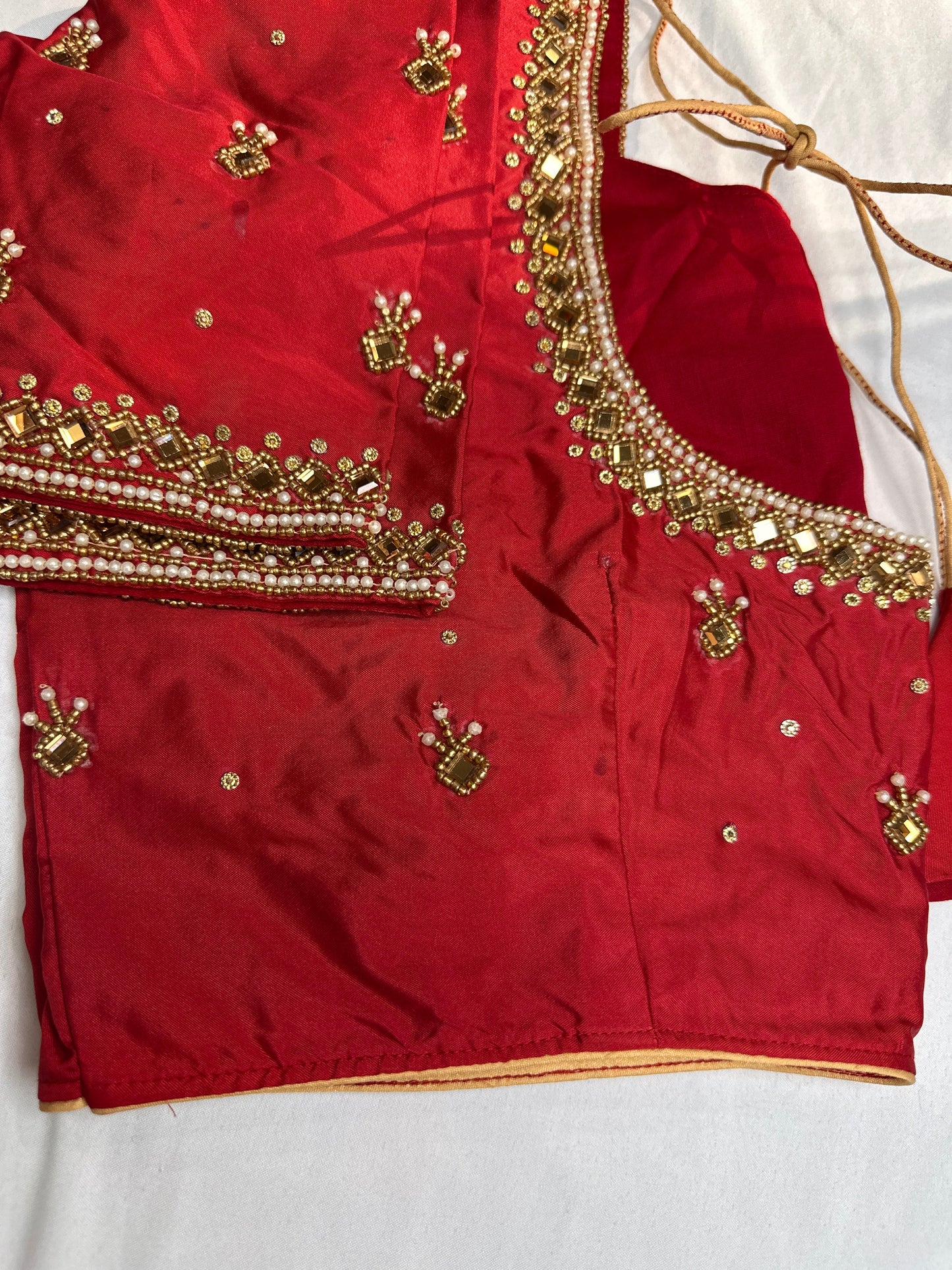 Red Silk Maggam Aari Work Blouse