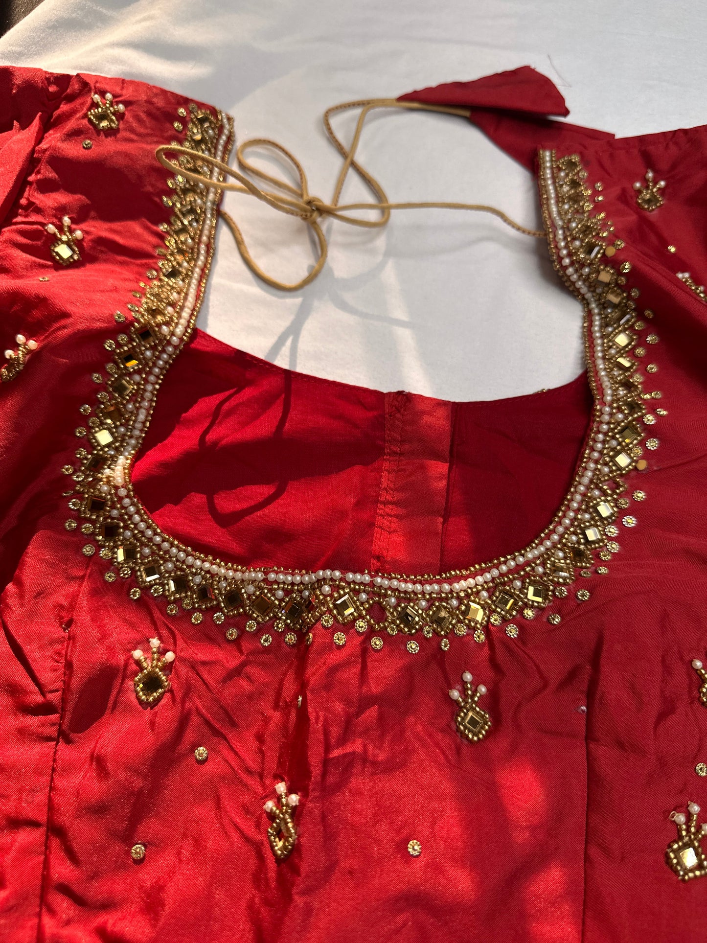 Red Silk Maggam Aari Work Blouse
