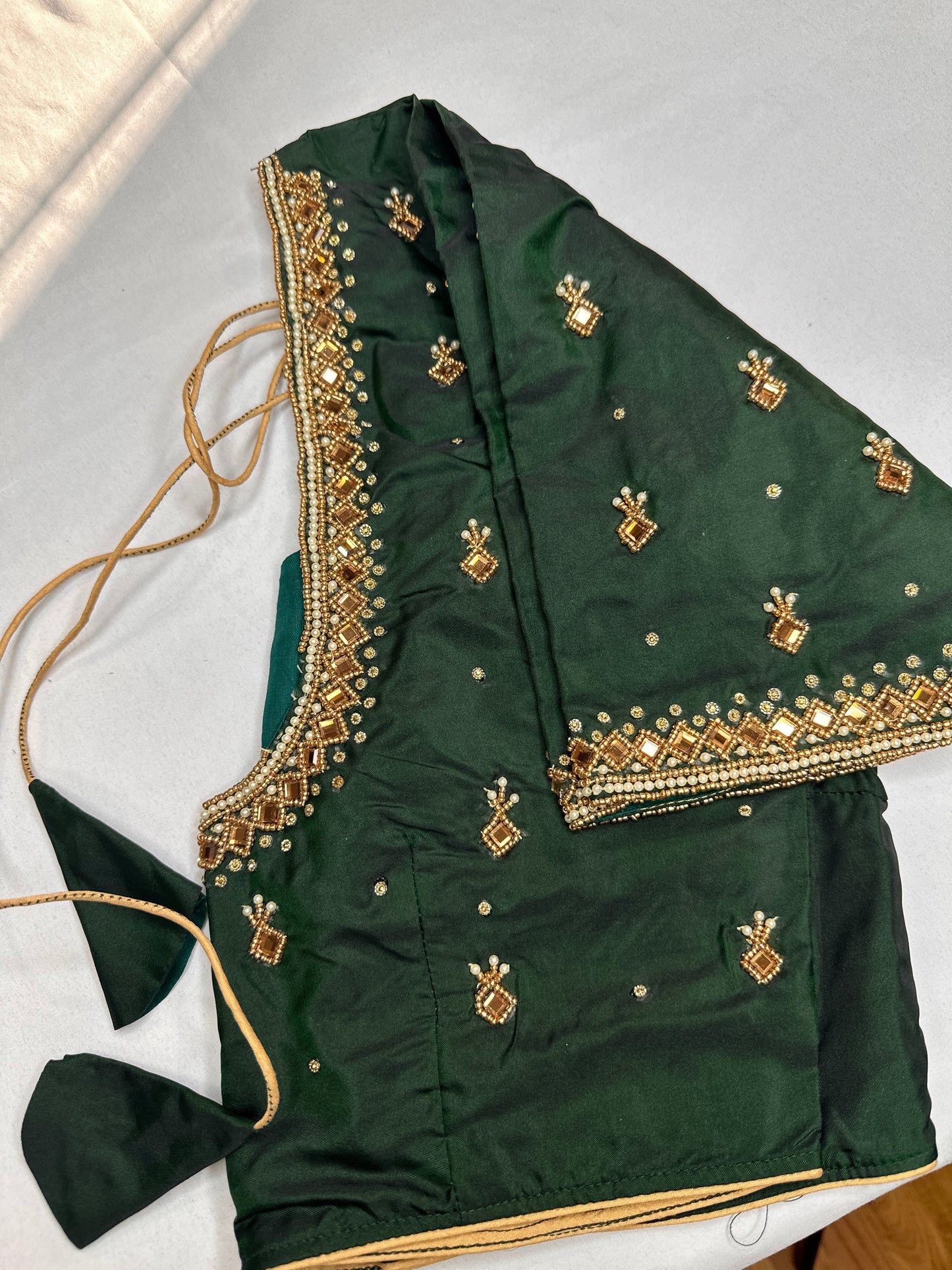Green Silk Maggam Aari Work Blouse
