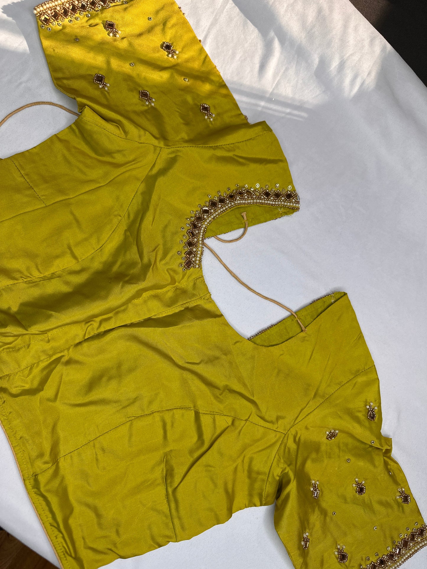 Green Silk Maggam Aari Work Blouse