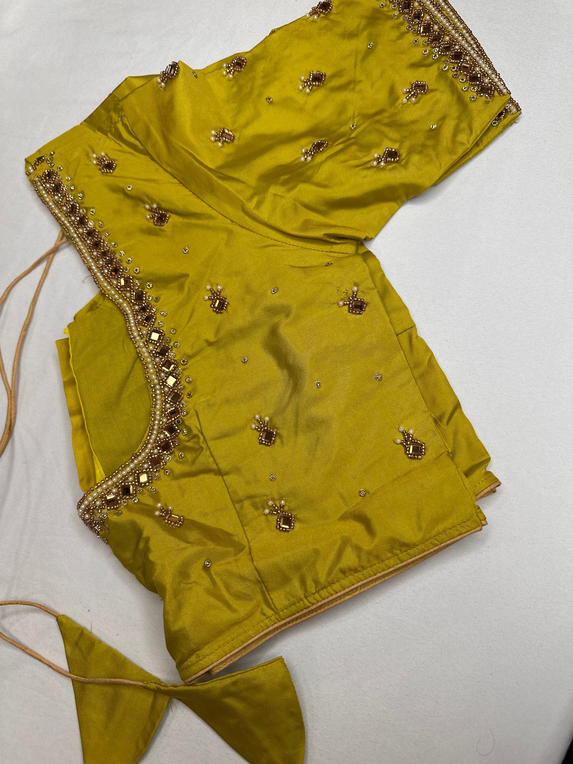 Green Silk Maggam Aari Work Blouse