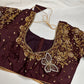 Brown Butterfly Silk Maggam Aari Work Blouse