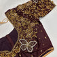 Brown Butterfly Silk Maggam Aari Work Blouse