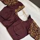 Brown Butterfly Silk Maggam Aari Work Blouse