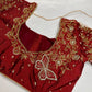 Maroon Red Butterfly Silk Maggam Aari Work Blouse