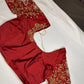 Maroon Red Butterfly Silk Maggam Aari Work Blouse