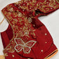 Maroon Red Butterfly Silk Maggam Aari Work Blouse