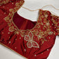 Maroon Red Butterfly Silk Maggam Aari Work Blouse