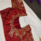 Maroon Red Butterfly Silk Maggam Aari Work Blouse