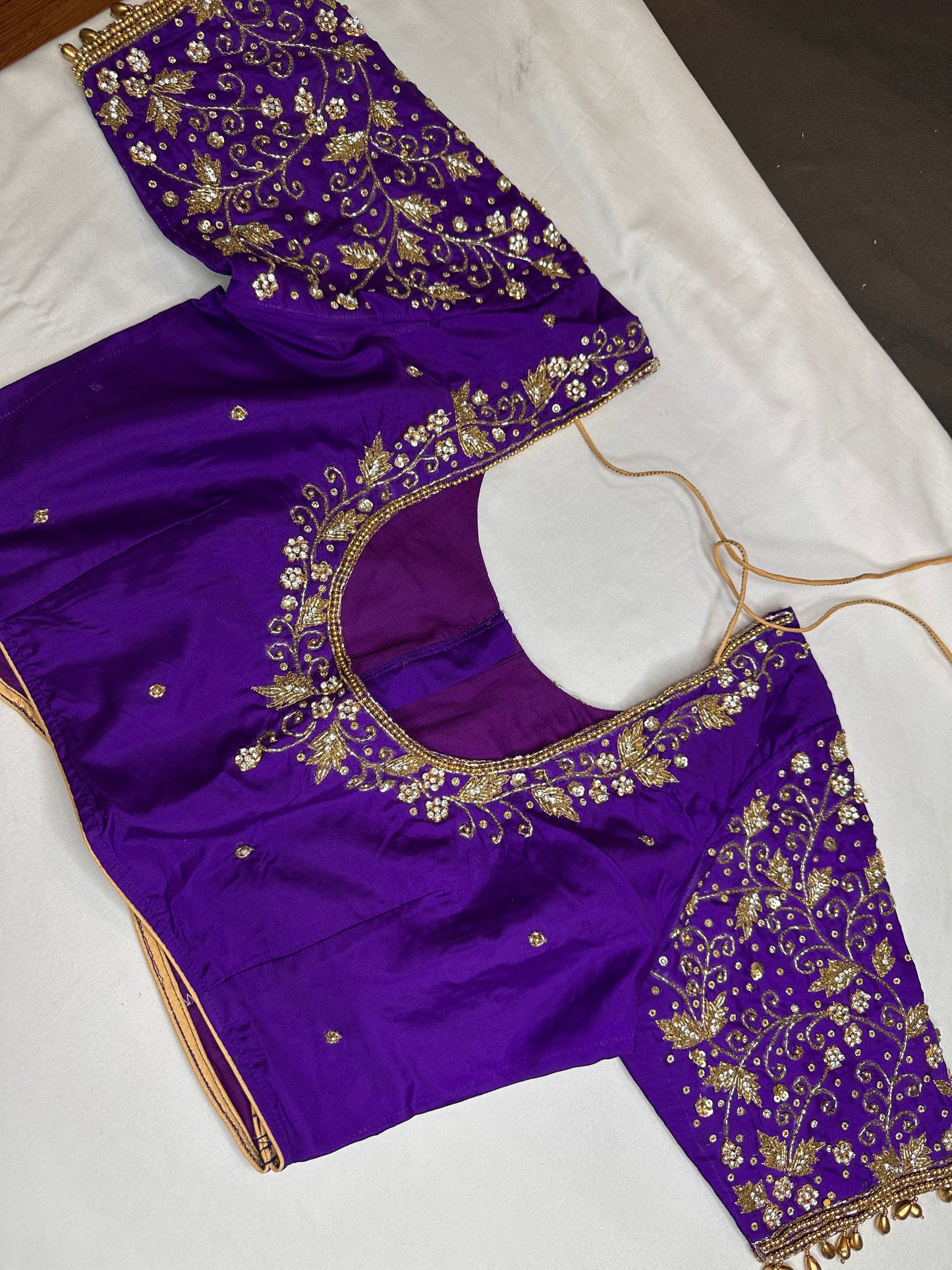 Purple Butterfly Silk Maggam Aari Work Blouse