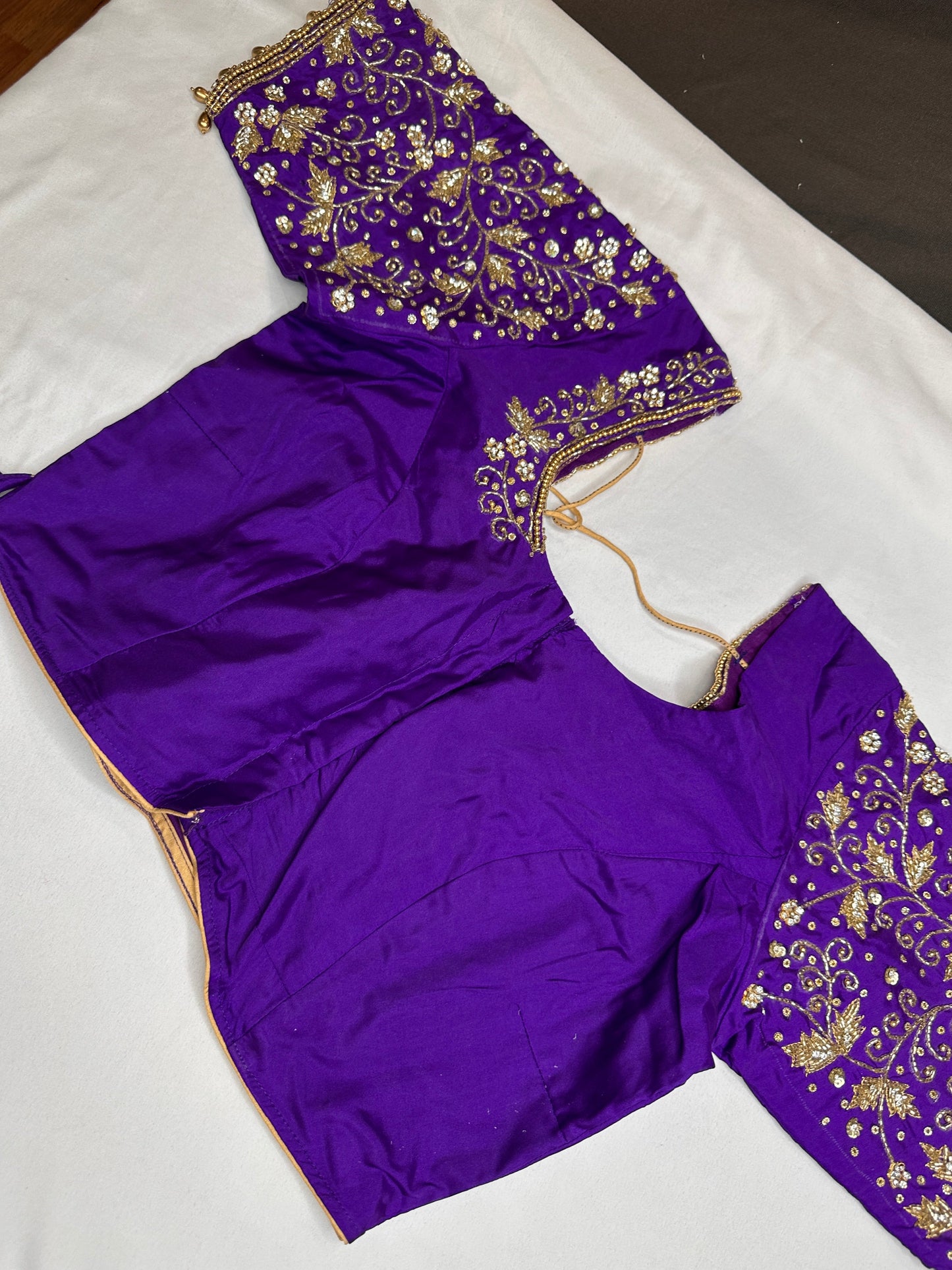 Purple Butterfly Silk Maggam Aari Work Blouse