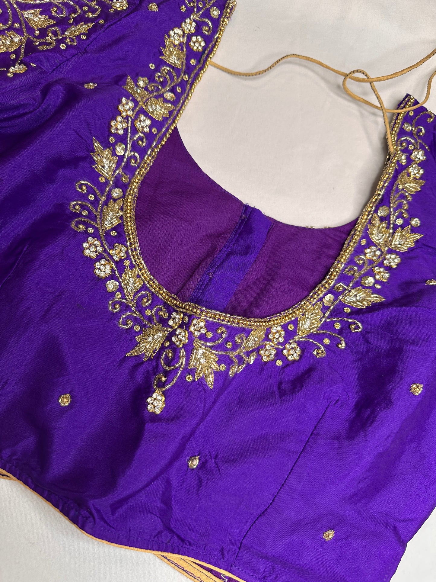 Purple Butterfly Silk Maggam Aari Work Blouse