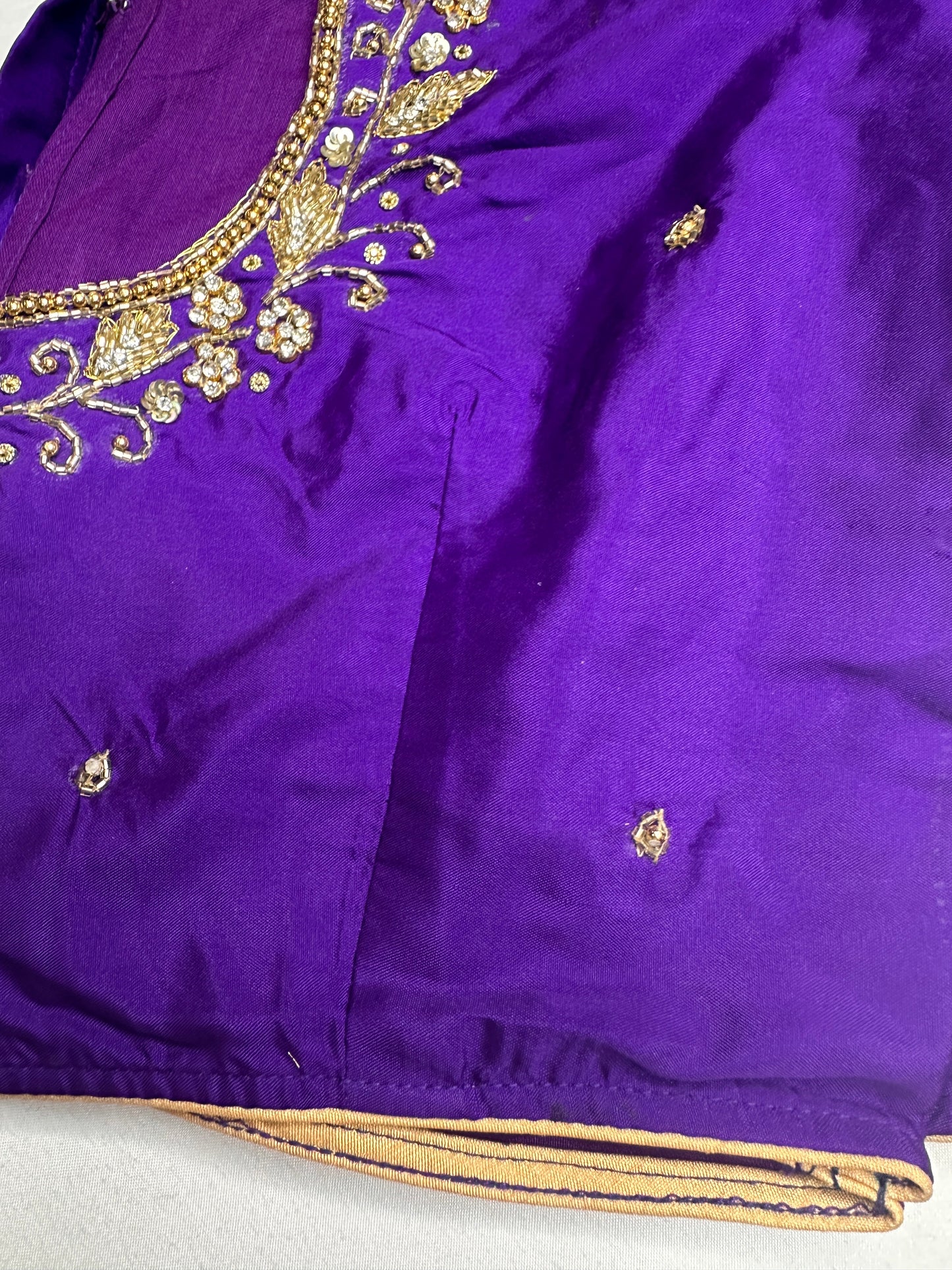 Purple Butterfly Silk Maggam Aari Work Blouse