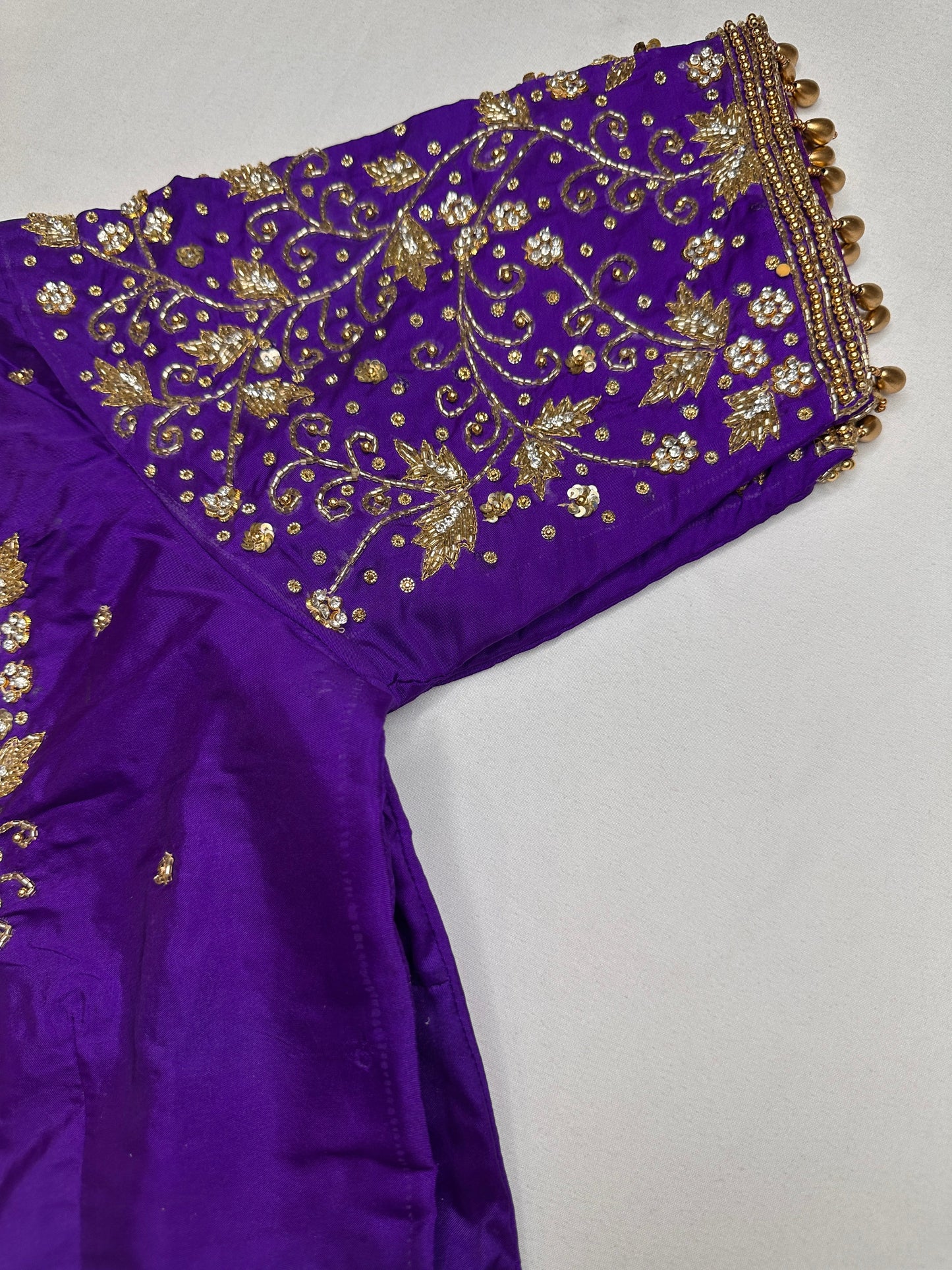 Purple Butterfly Silk Maggam Aari Work Blouse