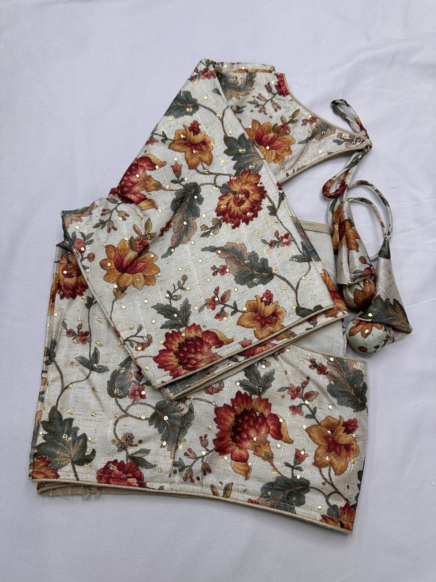 Cream Multi Kalmakari Printed Silk Blouse