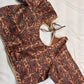 Brown Multi Kalmakari Printed Silk Blouse