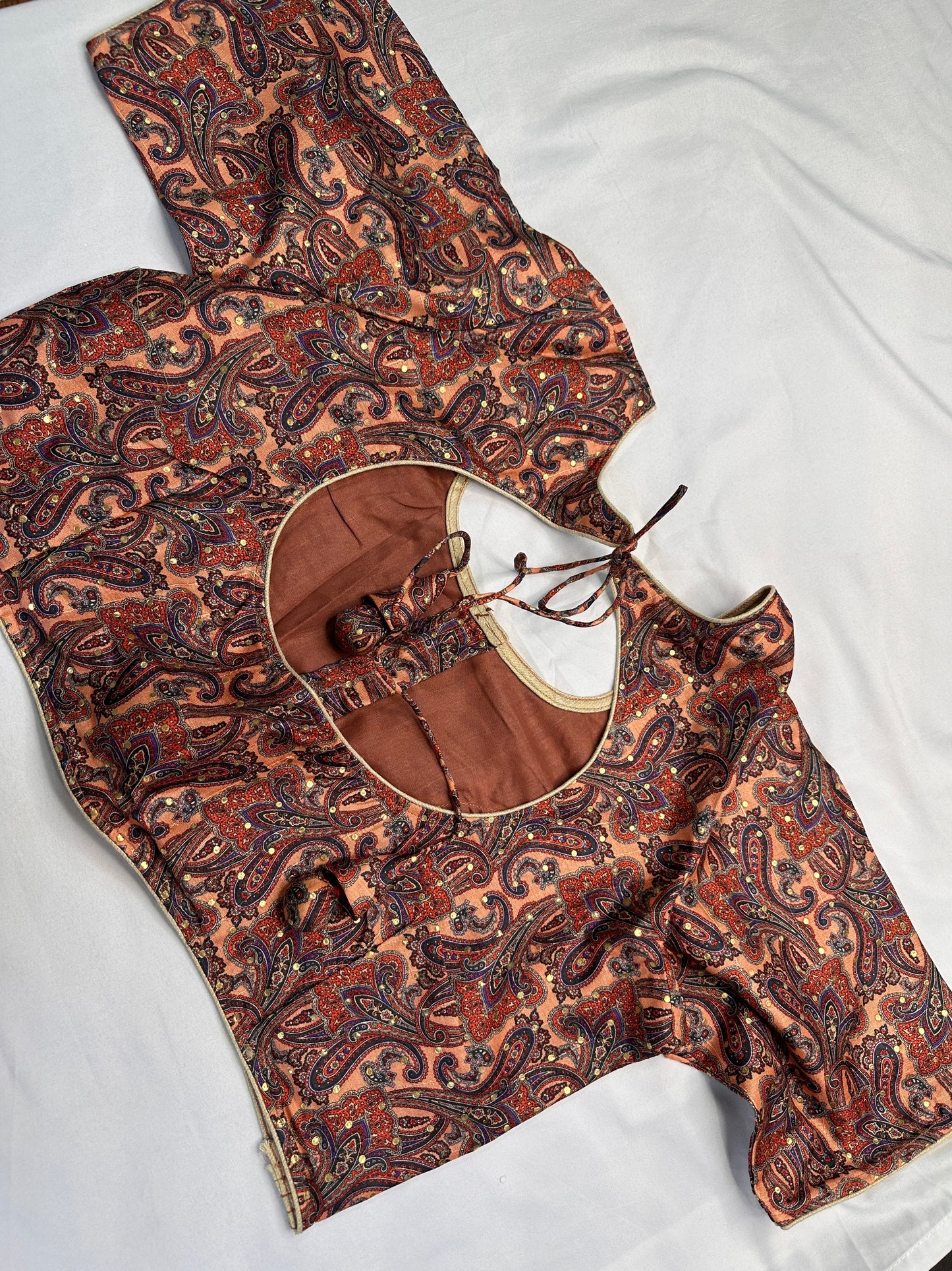 Brown Multi Kalmakari Printed Silk Blouse