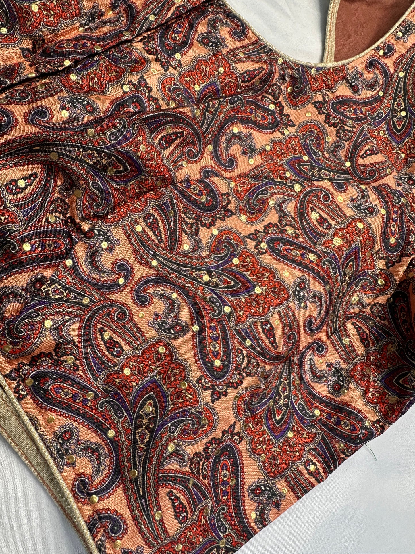 Brown Multi Kalmakari Printed Silk Blouse