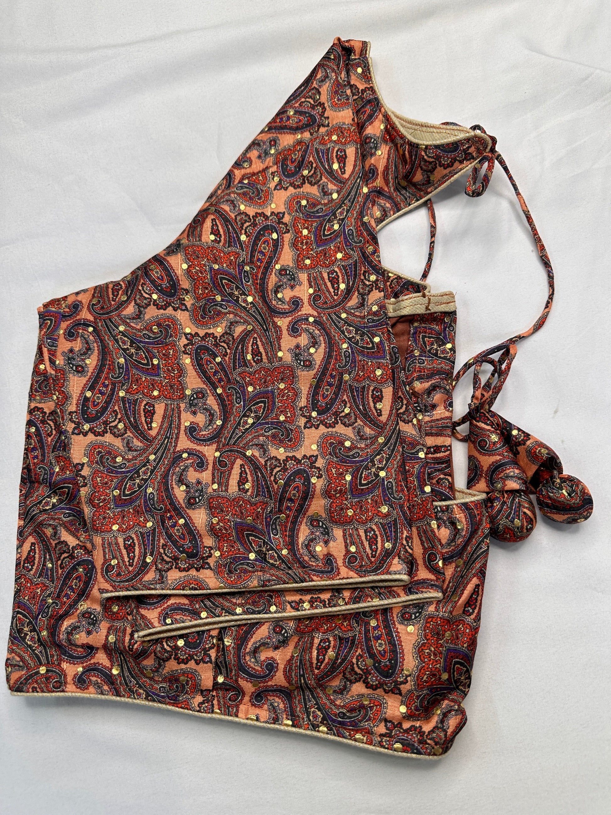 Brown Multi Kalmakari Printed Silk Blouse