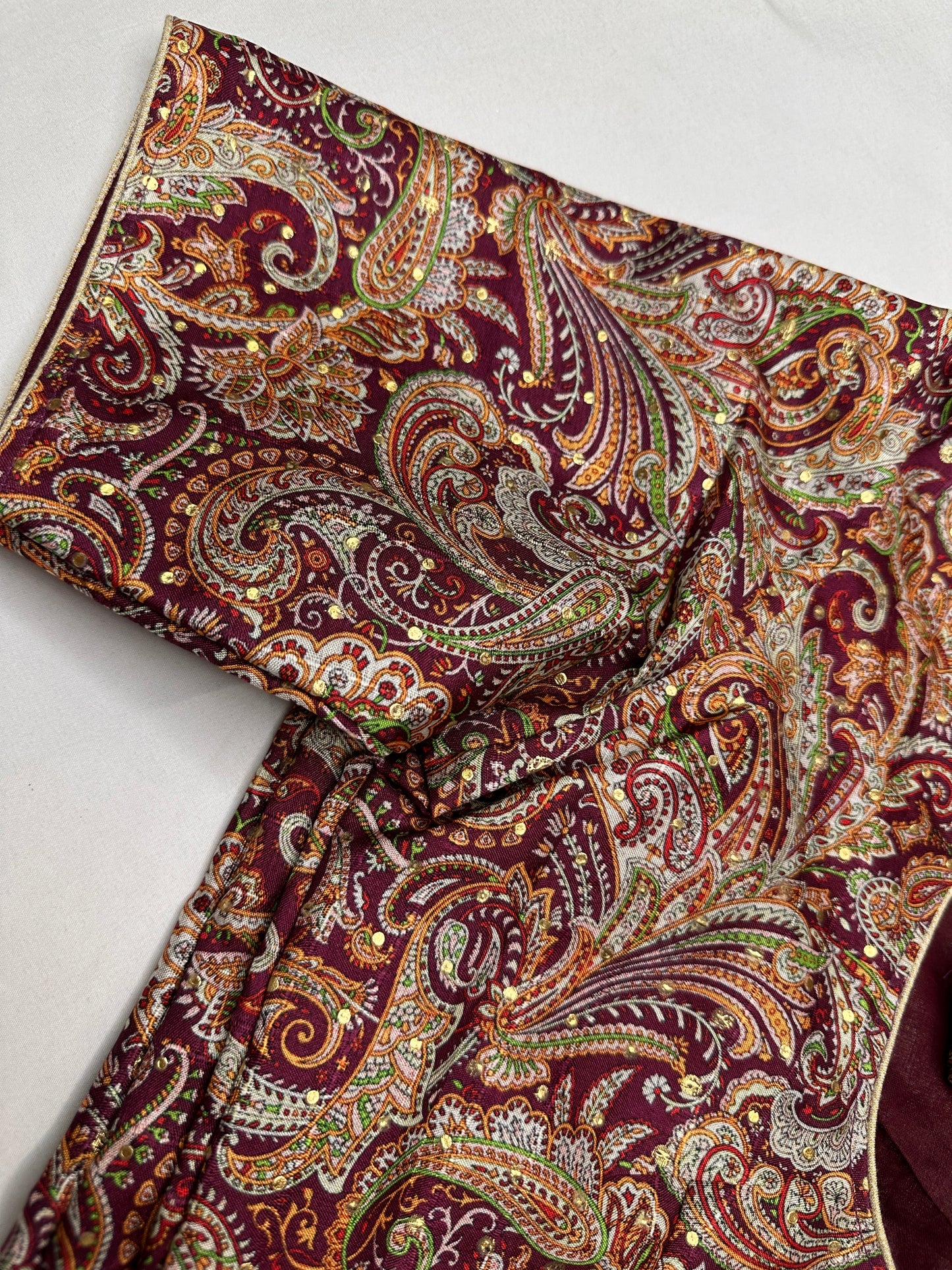 Maroon Multi Kalmakari Printed Silk Blouse